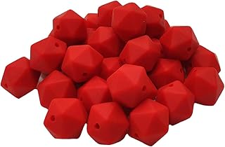 50pcs Scarlet Red Color 17mm Silicone Icosahedron Beads Silicone Pearl Beads Silicone Geometry Polygon Beads Mom Jewelry Necklace Making