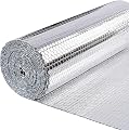 Double Reflective Bubble Foil Insulation Poly-Foam, Aluminum Foil Thermal Insulation Radiant Barrier for Windows, Garage Door, RV, Roof (R7-21) (Fireproof) (12IN X 5FT)