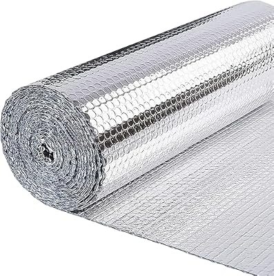 Double Reflective Bubble Foil Insulation Poly-Foam, Aluminum Foil Thermal Insulation Radiant Barrier for Windows, Garage Door, RV, Roof (24IN X 10FT) (R7-21) (Fireproof)