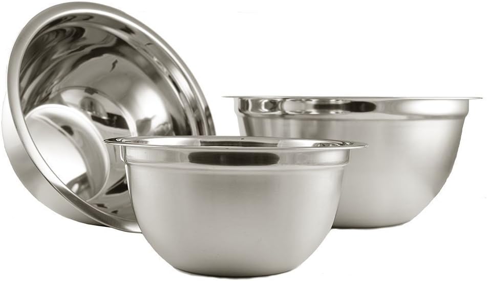 YBM HOME Deep Professional Quality Heavy Duty Stainless Steel Mixing Bowls for Serving Mixing Cooking and Baking - Set of 3(3 and 5 and 8 Quart) 1170-1171-1172set (1, 3 Piece Set)