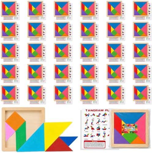 KatchOn, 35 Pack Tangram Puzzle Set Wooden Bulk Party Favors for ...