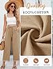 PASUDA Summer Trousers for Women Casual Wide Leg Trousers Cotton Comfy Lightweight Loose Pants Ladies Elasticated Waist Straight Leg Trousers with Pockets (Khaki, S) #3