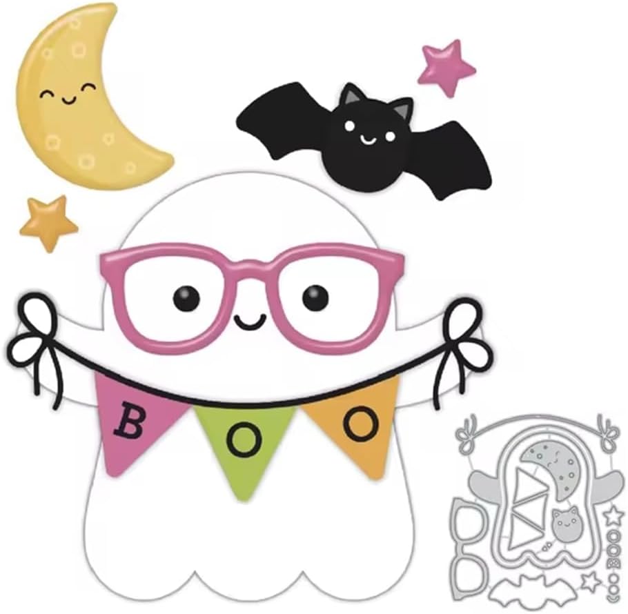 Halloween Boo Dies Metal Die Cuts, Cute Ghost Cutting Dies Cut Stencils for DIY Scrapbooking Cards Photo Album Decorative Embossing Paper Dies for Scrapbooking Card Making