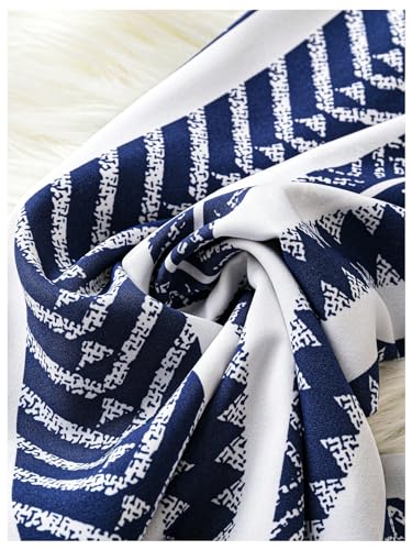 SHENHE Women's Striped Wide Leg Geo Print Boho Pants Belted Loose Flowy Palazzo Pants3