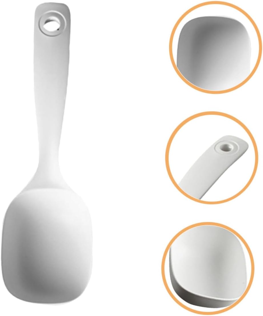 4pcs White PP Rice Ladle Serving Spoon for Kitchen Use