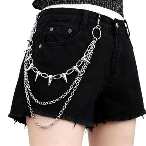 Gosknor Silver Men's Modern Punk Pants Chain with Lobster Clasp, 54cm/21.26 inch Long, Fashionable Accessory for Active Individuals and Fashion Enthusiasts