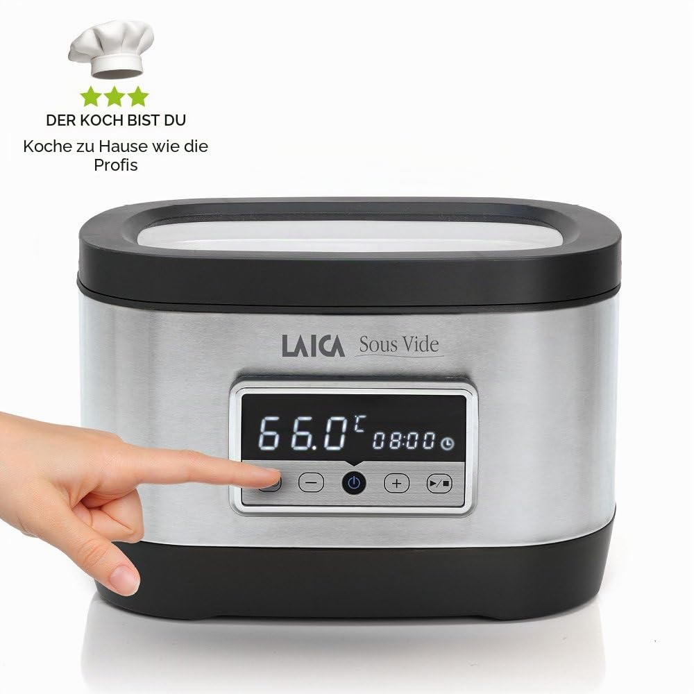 LAICA Sous Vide – 8 L, 700W, Digitales Display, Timer, Temperaturregelung, Touch-Sensor, Touch-Aktivierung, Edelstahlgehäuse – Für Vakuumbeutel und Präzises Garen Geeignet