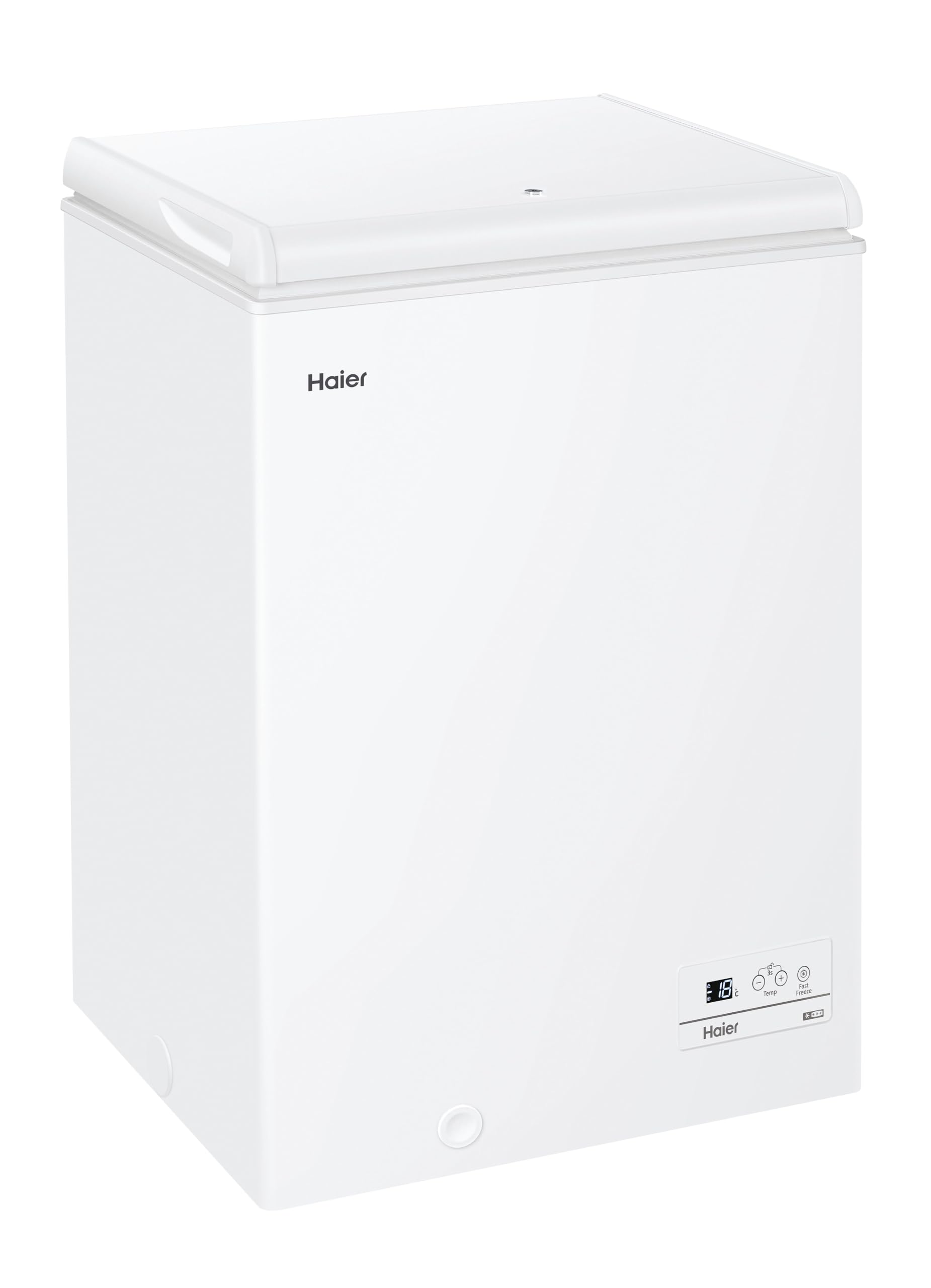 Haier Chest Serie 3, Congelatore a Pozzetto 97L, Classe E, Congelamento Rapido, Display, 84,5x54,5x49 cm (AxLxP), Freezer Statico Compatto, HCE100E - Bianco