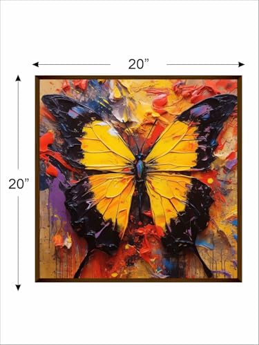 Image of Artsense Painting for wall decoration Abstract wall painting for living-Golden butterfly painting for home decoration with frame-Multicolor /20x20 inches /(50x50 cm) (Golden)