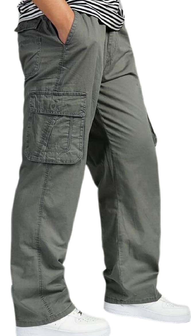 Buy security Men Big and Tall Cotton Multi Pockets Relaxed Fit Cargo