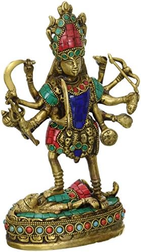 Anonymous Artist Large Maa Kali Brass Statue Hindu Religious Goddess Devi Idol-Indian Deity Handmade Sculptures