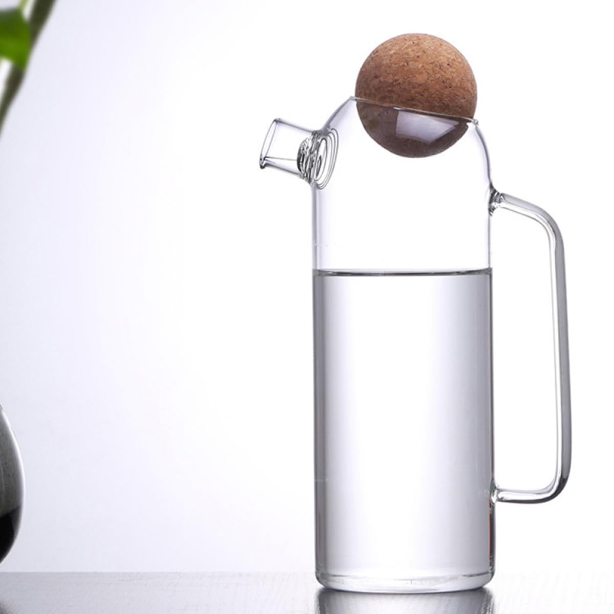 SHINEOFI Brocca da Tè in Vetro Resistente al Calore 1200Ml Tappo in Sughero Teiera Portatile e Leggera per Casa Ristorante e Sala da Tè