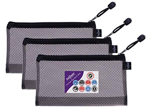 Snopake Dl High Capacity Black Eva Mesh Zippa Bag Pack Of 3 240 X 130mm Heavy Duty Bag With Hanging Loop And Business Card Holder 15879