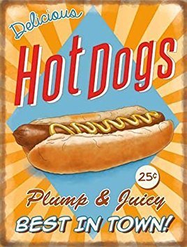 Metalsigns - Targa in metallo con scritta "Delicious Hot Dogs" – 15 x 20 cm