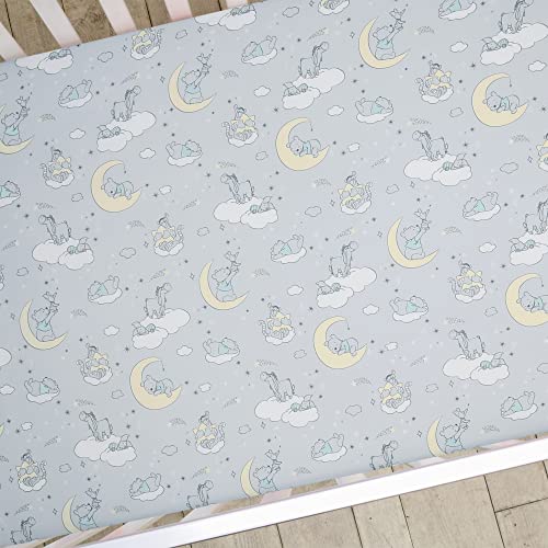 Image of Lambs & Ivy Disney Baby Cozy Friends Winnie The Pooh Gray Fitted Crib Sheet