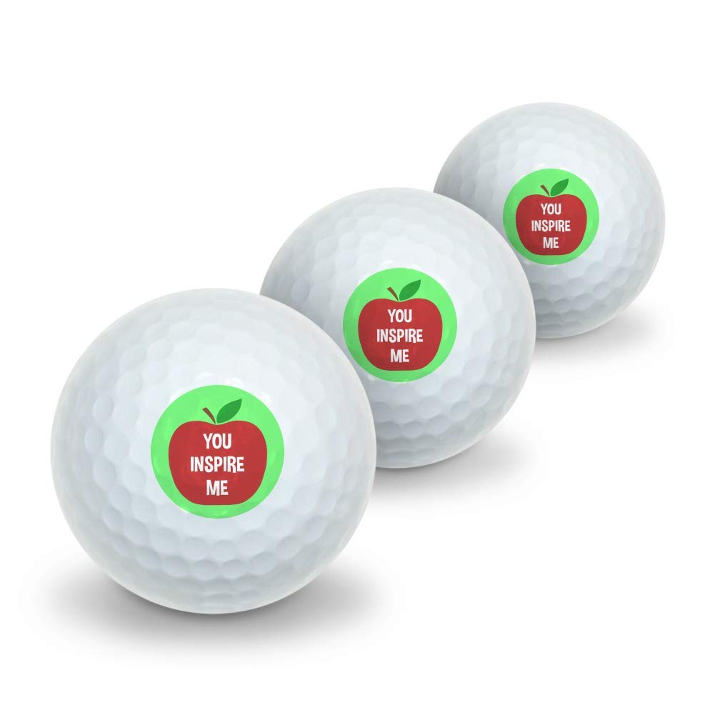 GRAPHICS & MORE You Inspire Me Teacher Apple Novelty Golf Balls 3 Pack