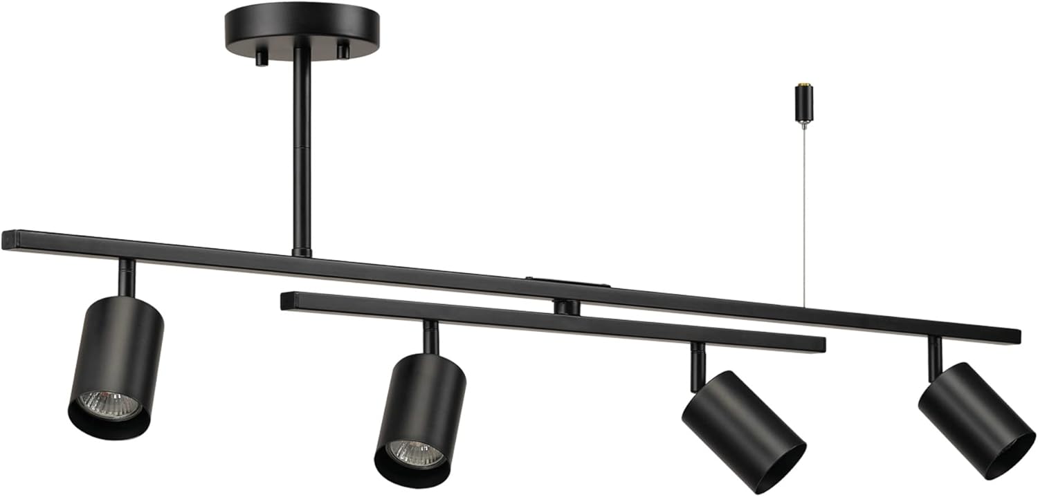 Globe Electric 57500 4Light Track Lighting, Matte Black, Center Swivel