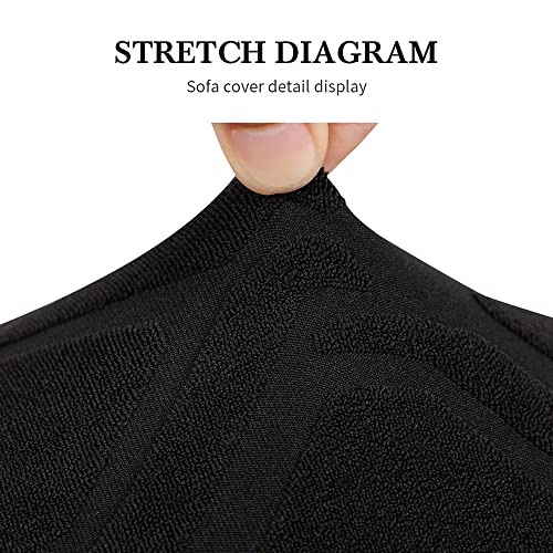Image of SearchI Dining Bench Cover, Stretch Washable Long Bench Seat Covers, Rectangle Dining Table Bench Slipover for Dining Room, Living Room, Kitchen(Hexagon Jacquard Black)