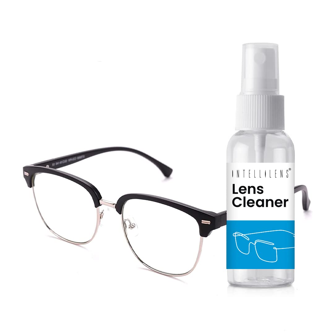 Intellilens Unisex Adult Round Blue Cut Computer Glasses For Eye Protection With Lens Cleaner Solution For Spectacles | Zero Power, Anti Glare & Blue Light Filter Glasses | (Matte Black) (53-19-140) (B0BR84J2J8) Amazon Price History, Amazon Price Tracker