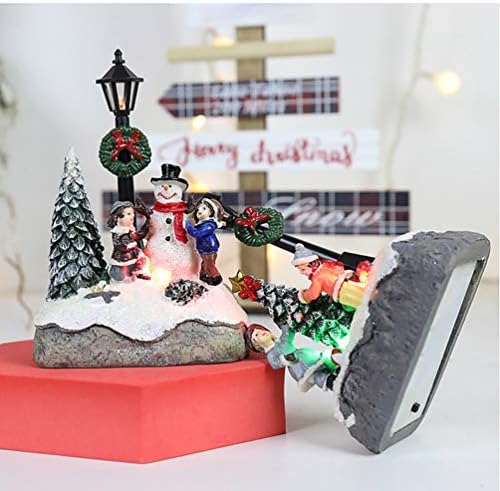 Amosfun 2Pc Christmas Village Houses Clearance Christmas Table Ornaments Resin Christmas Scene House Town Decor for Christmas Party Favors (Without Battery)