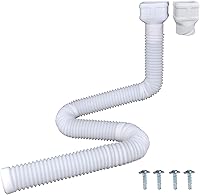Prestantious 7ft Flexible Downspout Extension for 2x3 & 3x4 Gutters - 3.1" OD Durable Drainage Pipe with Adapters, White