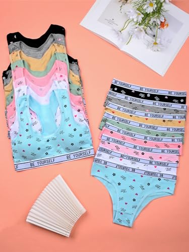 Girls' Cotton Underwear Set, Soft High Waisted Briefs, Breathable & Stretchy Full Coverage for Everyday Wear2