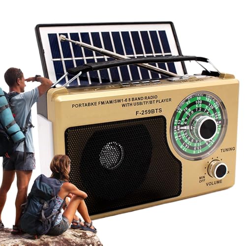 Radio pequeña FM con linterna solar para evitar apagones en tus viajes y hogar