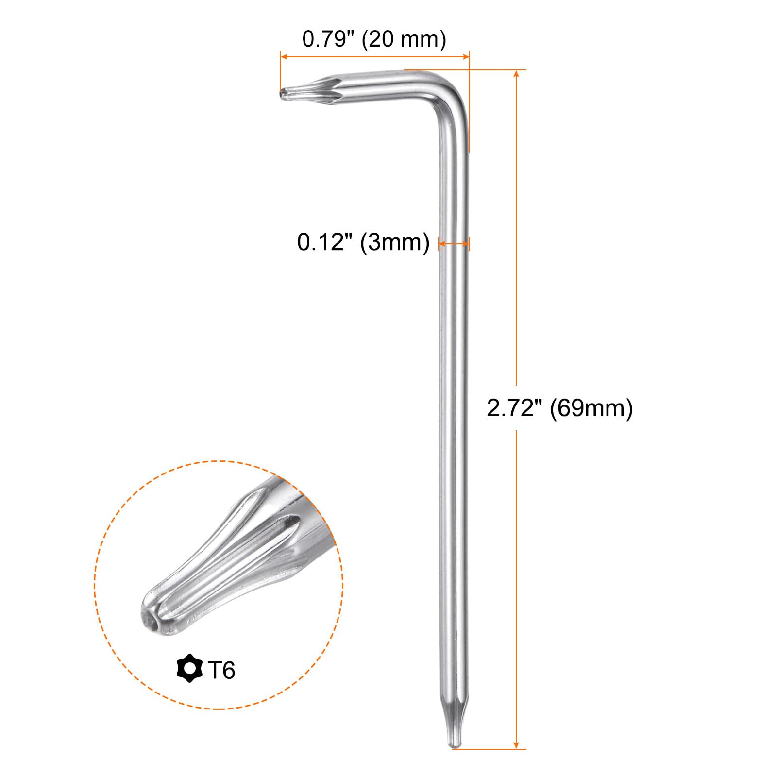 Clés Torx T27 Inviolables QUARKZMAN - Lot De 4 Clés En L Longue 144 Mm, En Acier S2 Chromé Pour Réparations Auto Et Bricolage - 6