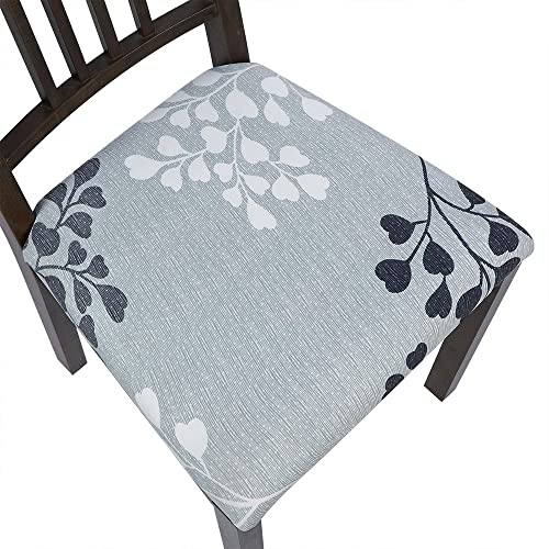 Image of SearchI Seat Covers for Dining Room Chairs Stretch Printed Chair Seat Covers Set of 6, Removable Washable Upholstered Chair Seat Protector Cushion Slipcovers for Kitchen, Office(Leaves Pattern)