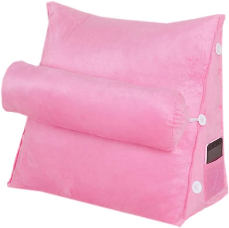 Velvet Bedside Waist Pillow Sofa Lumbar Back Pillow Washable Soft Reading Pillow Triangle Cushion Pillow Triangle Back Wedge Cushion Pillow (Dark Blue, 45CM)