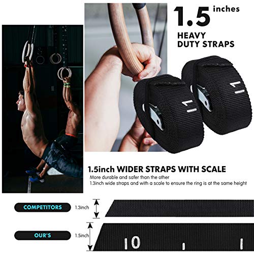 image for Focus Line Gymnastic Rings with Adjustable Straps, 1.25 inch Wooden Ri