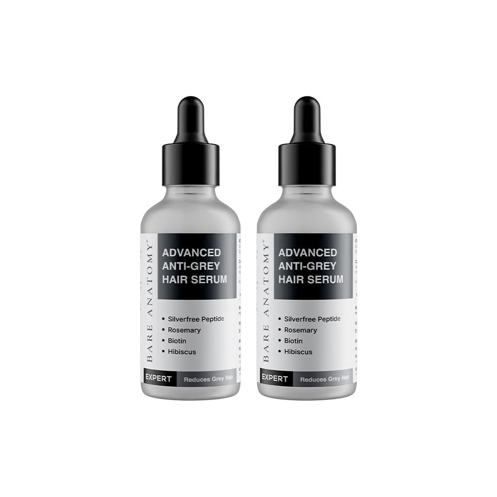 Bare Anatomy Advanced Anti-Grey Serum | Reduces Hair Greying | Silverfree Peptide + Biotin + Rosemary | Fast Absorbing, Odorless, Non-Sticky | Clinically proven formula For Men & Women | 50ml (Pack of 2)-image-10