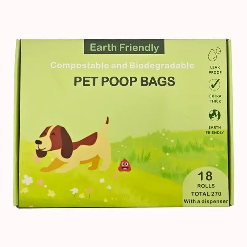 Buzzbuy Compostable Dog Poop Bags, 300 poo bags dogs with tie handles & Dispenser, Green, 15 count (Pack of 20) - Image 2