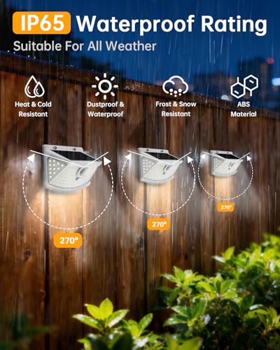 Image of Aootek New Solar Motion Sensor Lights 120 LEDs with Lights Reflector,270 Wide Angle, IP65 Waterproof, Step Lights for Front Door, Yard, Garage, Deck (White, Daylight White, 2-Pack)