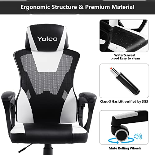 image for YOLEO Office Chair Ergonomic Desk Chair with 90°-135° Tilt Angle Gam