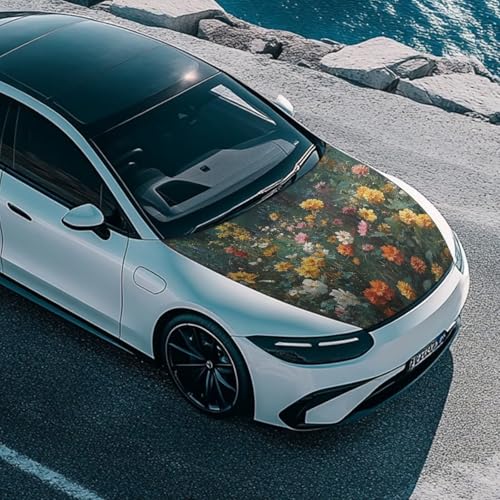 Image of Garden Car Hood Cover Elastic Polyester Cover for Car Hood Removable Automotive Accessories for Most Automotive Sedans Trucks Pickup Sports Cars