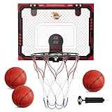 CYFIE バスケットゴール 室内 屋外 壁掛け バスケゴール ドア掛け式 高さ調整 自動採点 効果音 子供用 おもちゃ バスケットボール3個付き 男の子 小学生 室内遊具 誕生日 プレゼント クリスマス ギフト 贈り物 42*30CM L050