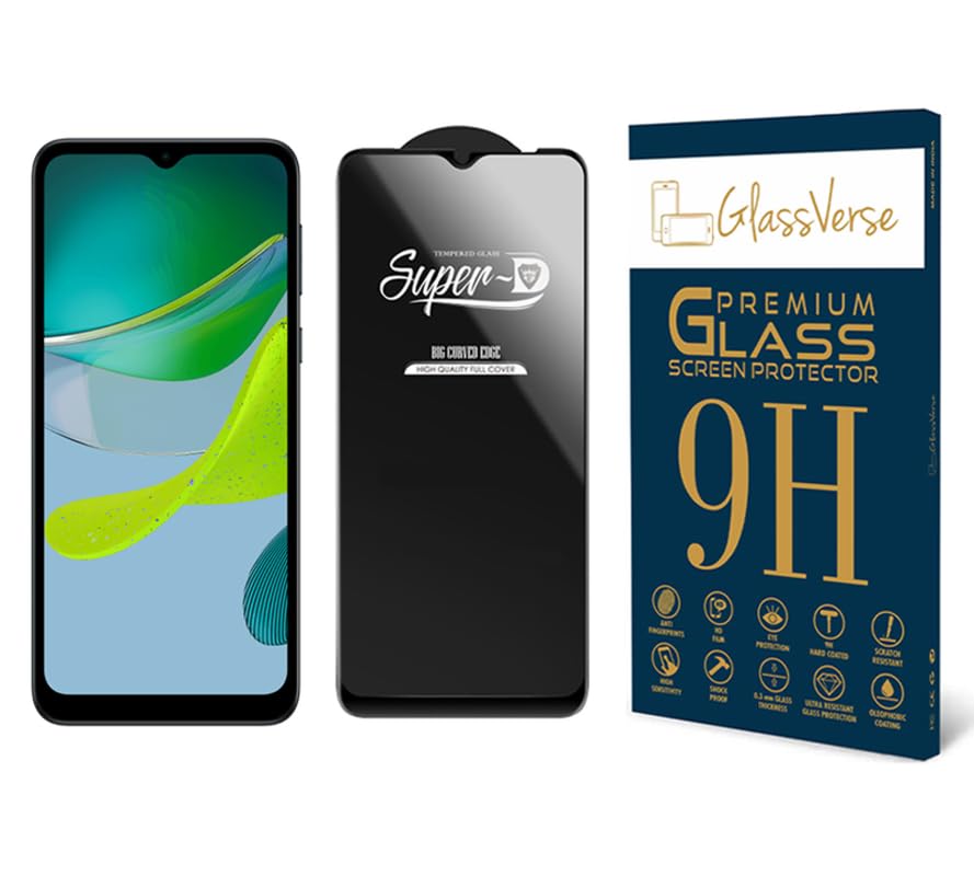 GlassVerse® 9H Tempered Glass For Motorola E13 (PACK OF 1) with Free Installation Kit Full screen Coverage - 6.5 inch