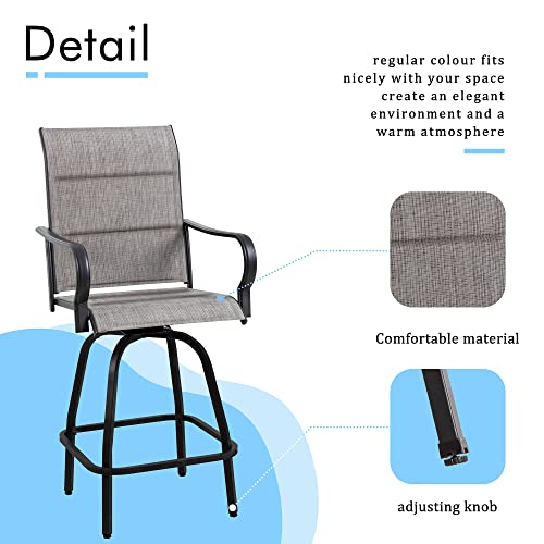 Shintenchi 2 Piece Patio Swivel Bar Stools, Outdoor Height Bar Patio Stools& Bar Chairs Set Of 2 With High Back, All-Weather Textile Outdoor High Top Bistro Chairs,Thickened Back Version #TOP3