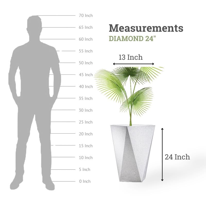Image of Amazon Brand - Umi Diamond 24 Inch Pots for Planter & Flowers Big Size Gamla - Lightweight, Durable Outdoor & Indoor Planters, Perfect for Balcony & Terrace Gardens (White)