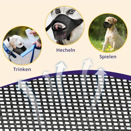 SHUOHONG Hunde Maulkorb, Nylon-Mesh, Atmungsaktiv und Bequem, für Große Hunde mit Verstellbaren Trägern, Maulkörbe für Hund (Schwarz-M) (Aufgrund der Körpergröße können die Größen Kleiner ausfallen)
