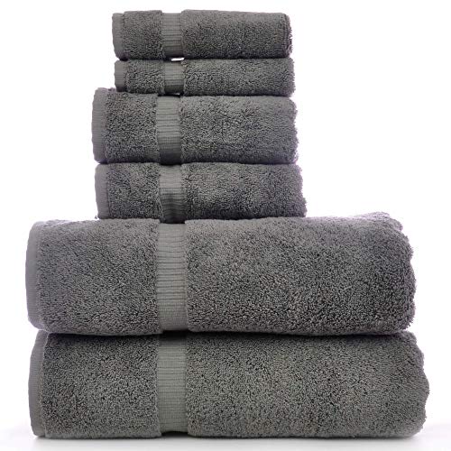 Image of Luxury Hotel & Spa Quality Highly Absorbent 100% Cotton Bathroom Towels (Set of 6, Gray)
