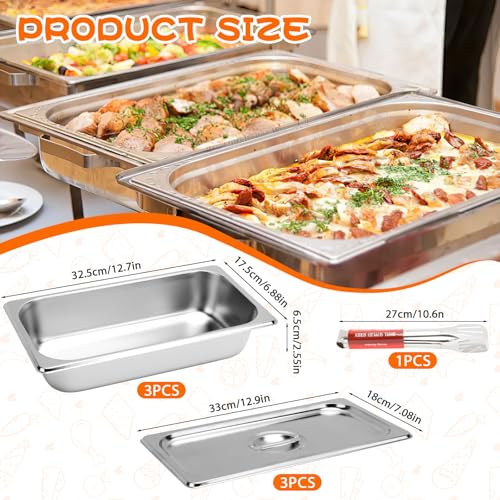 NZZVNZ 3 Set Panier-Set aus Edelstahl, Panier mit Deckel 32.5 * 17.5 * 6.5cm Schale zum Panieren Brotbackform Brottopf Lebensmittelboxen für Schnitzel Fleisch Fisch – Bild 3