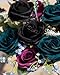 DuHouse 10pcs Fake Black Roses Artificial Silk Flowers Faux Rose Flower Long Stems Bouquet for Arrangement Wedding Centerpiece Party Home Kitchen Decor (Black)