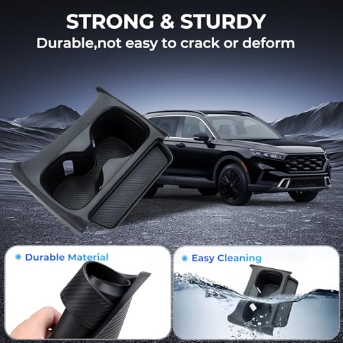Image of Center Console Cup Holder Inserts for Honda CRV 2026 2025 2024 2023, Interior Accessories Silicone Car Cup Holders Covers Protector for 2023-2026 CR-V, Black