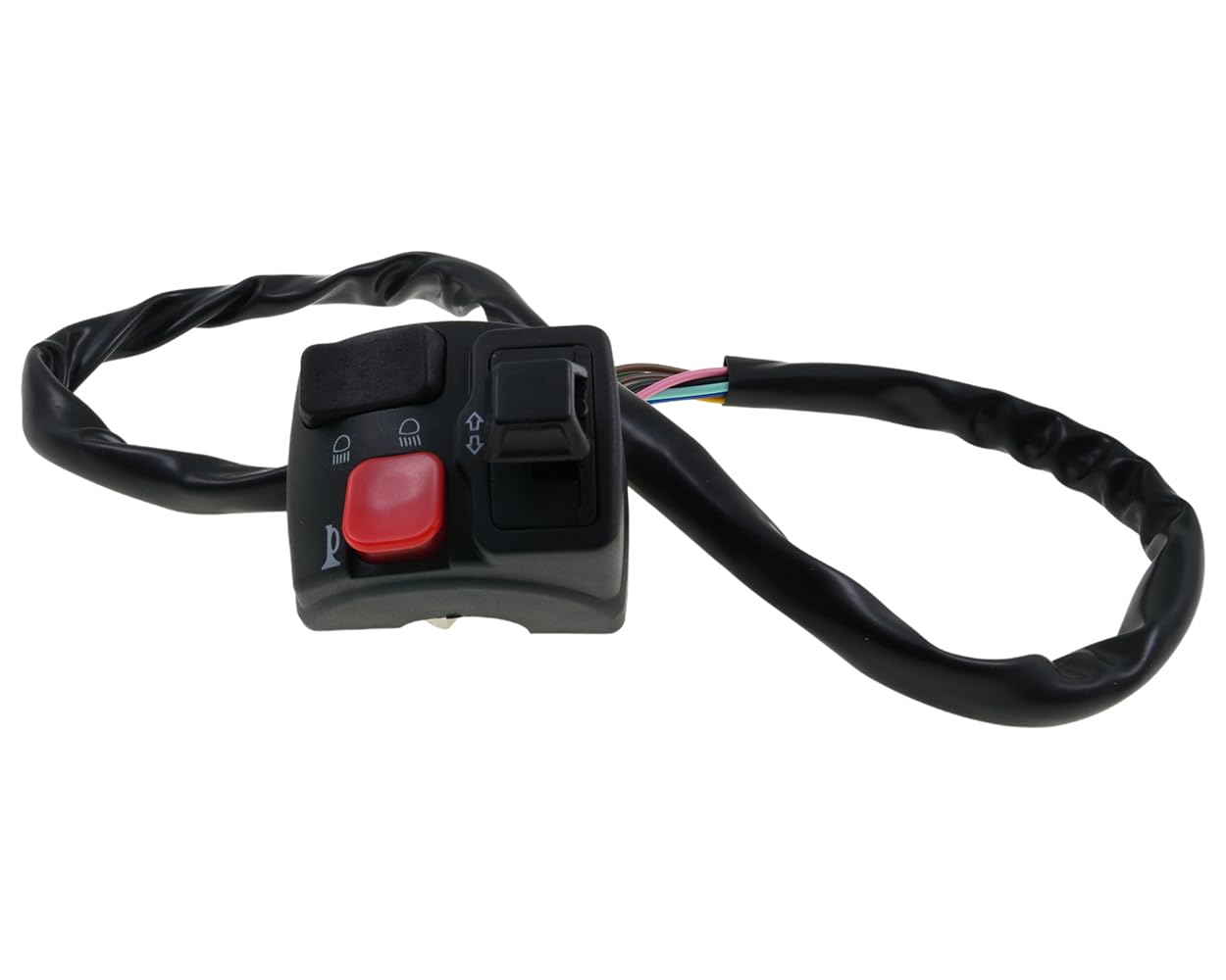 2EXTREME interruptor de manillar izquierdo 8 pines intermitentes/luces/bocina compatible con Derbi Senda, Aprilia RX SX 50 AM6 – unidad de conmutador negra