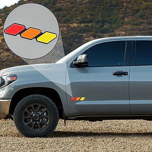 Image of Tri-Color Emblem Decal Sticker for Toyota Tacoma 4Runner Tundra Rav4 Accessories, Grille Fender Hood Side Skirt Bumper Side Mirror Dashboard Decoration(Red-Orange-Yellow)