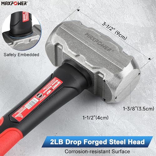 Image of MAXPOWER 2LB Sledge Hammer, 9-1 /4 inch Fiberglass Handle