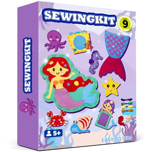powerful xishan Sewing Kit for Kids, Mermaid 9pcs Thick Easy DIY Projects Sewing Kits,...