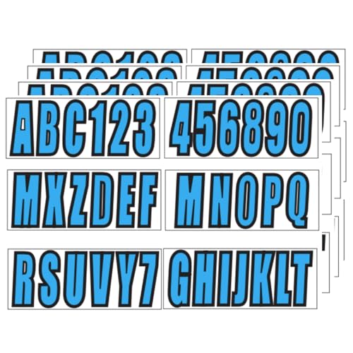 Image of 24 Sheets 3 Inch Blue Boat Identification Stickers | Fit Boat Engine Decor Blue Self Adhesive Vinyl Letters and Numbers Stickers